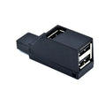 USB 2.0 mini portable splitter hub in black, model xcy-007h, with compact dimensions 5.5cm x 2.2cm x 1.2cm