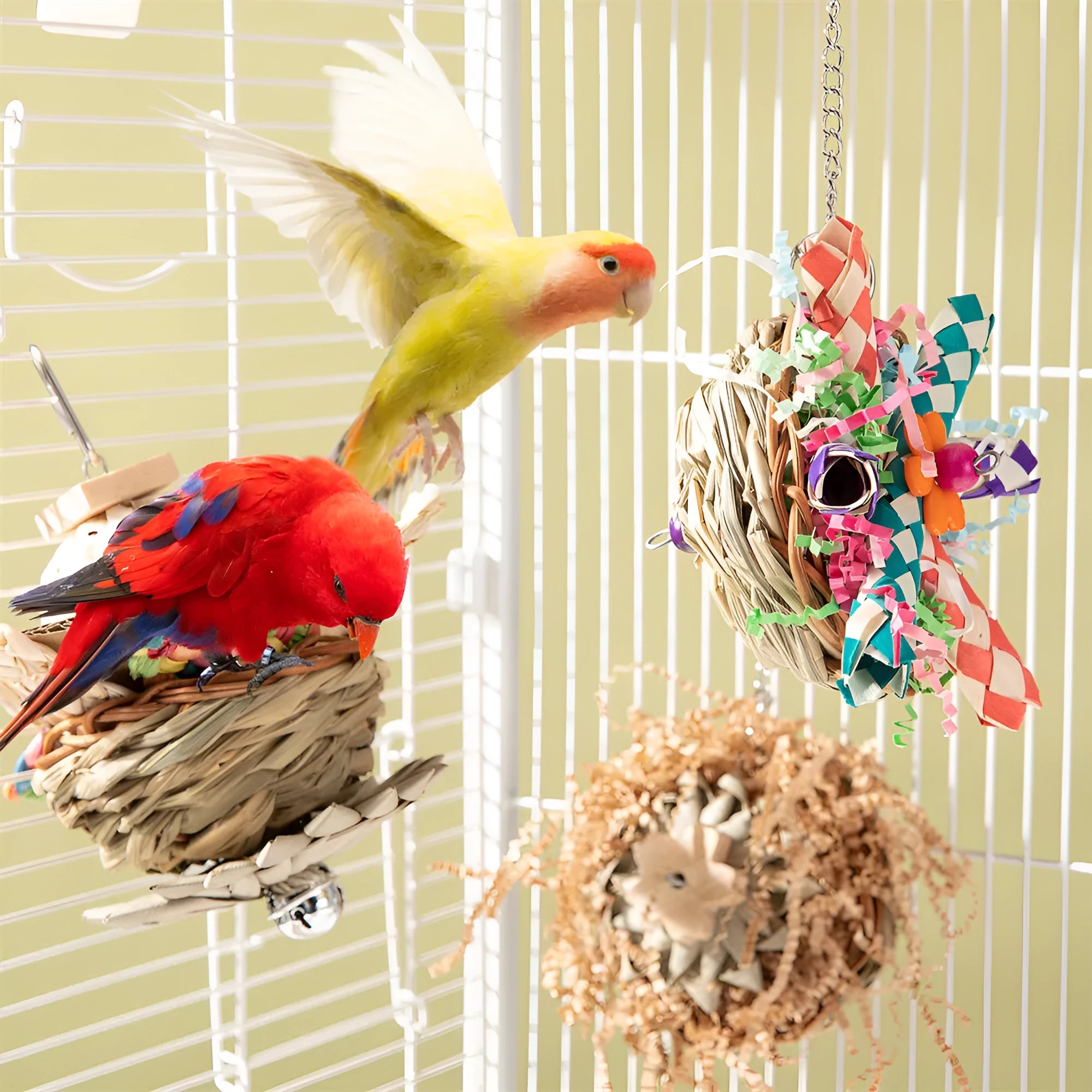 Natural wood parrot gnawing toy for medium to large birds with chewable perches