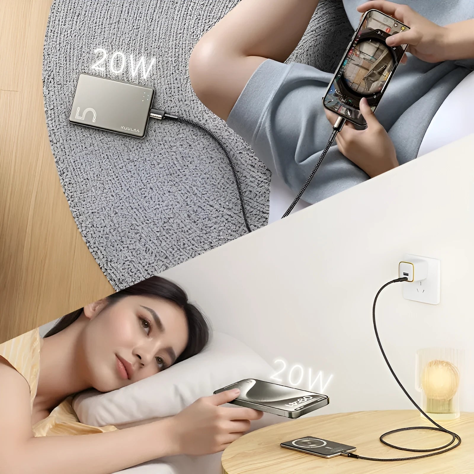 Ultra-thin magnetic wireless power bank 5000 mAh in neutral titanium colour-changing alloy shell