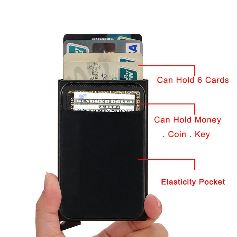 Frosted aluminium metal credit card holder wallet in multiple colour options.
