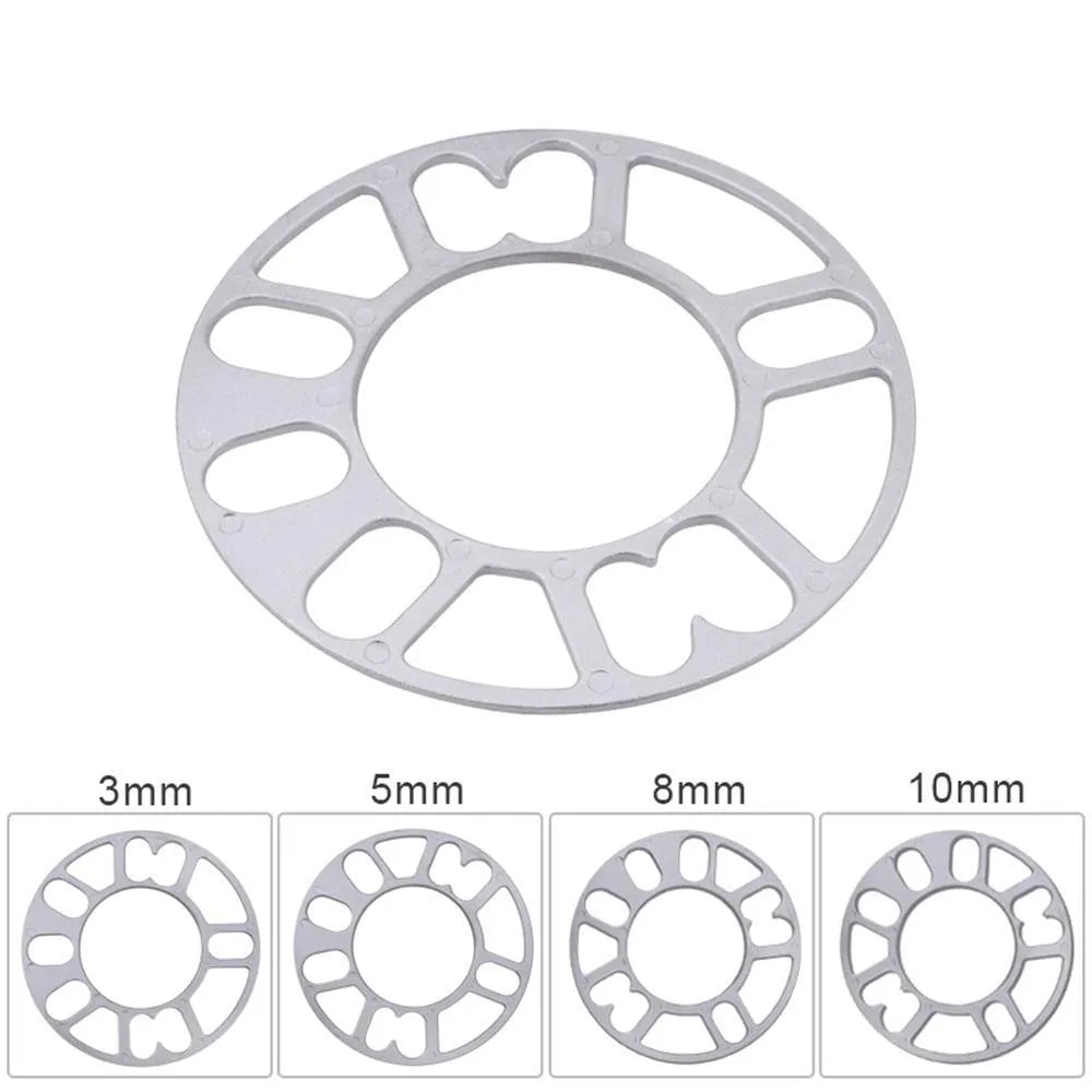 Set of ET wheel hub widening gasket spacers in 3mm, 5mm, 6mm, 8mm, and 10mm thicknesses for automobile modification.
