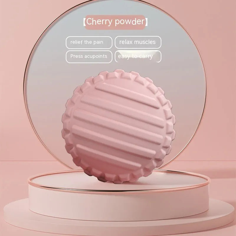 TPR foot massage ball in blue colour showing 6cm diameter with spherical and peanut-shaped variants
