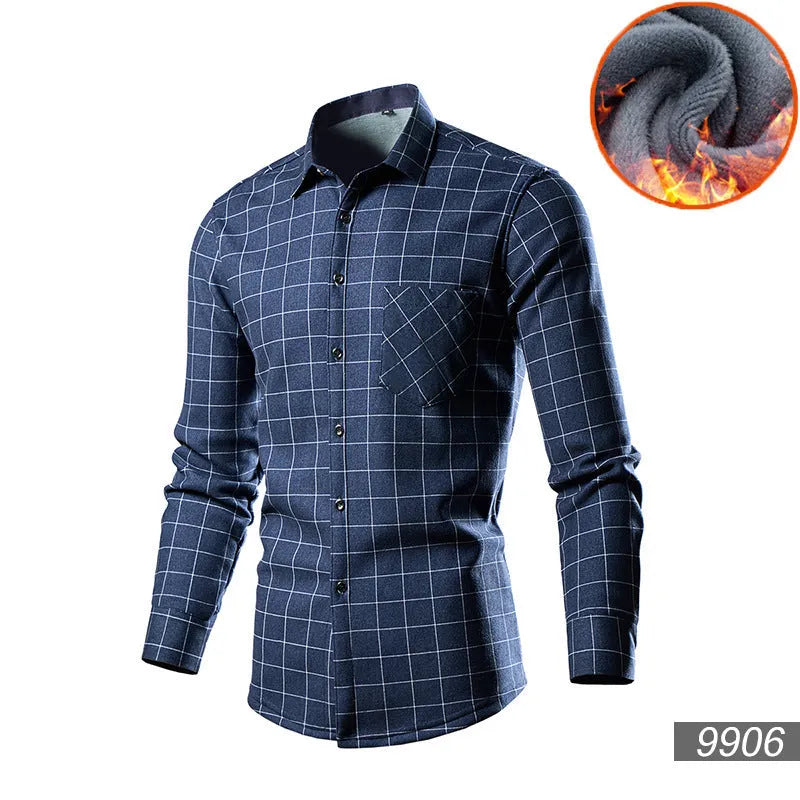 Men's loose fit fleece-lined cardigan shirt in cotton blend fabric