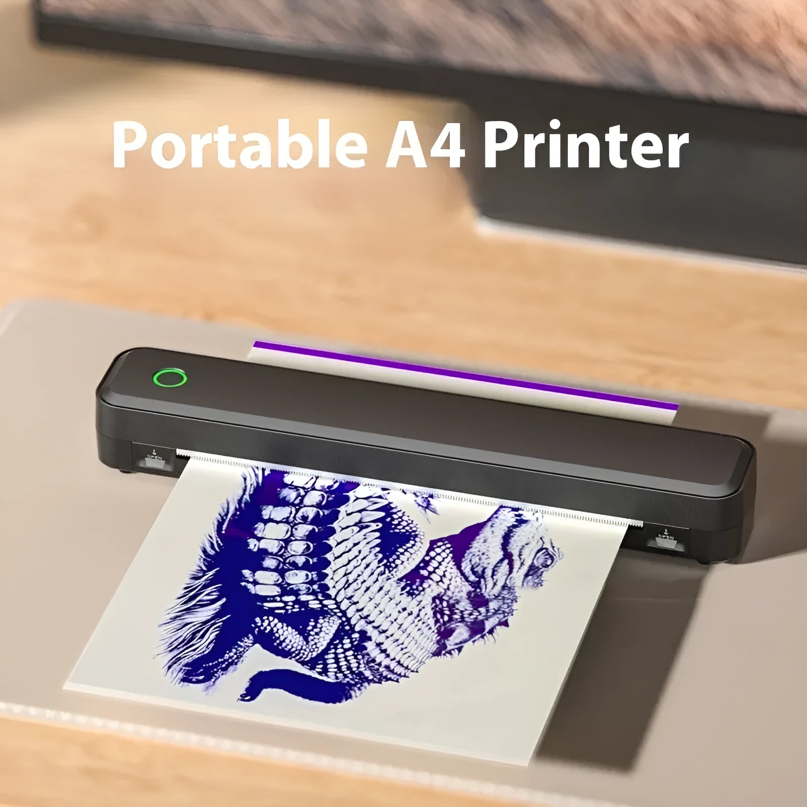 Compact black or white Bluetooth thermal printer for mobile drawing and receipt printing