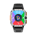 Black and silver student smart watch with touch screen for Android, showing heart rate and calling functions.