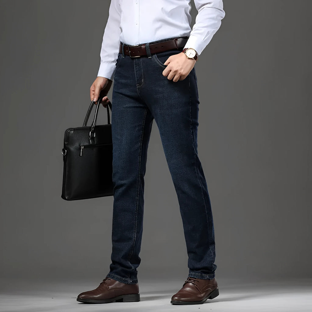Stretch jeans in straight-leg style showing K276 Black and K276 Blue colour options
