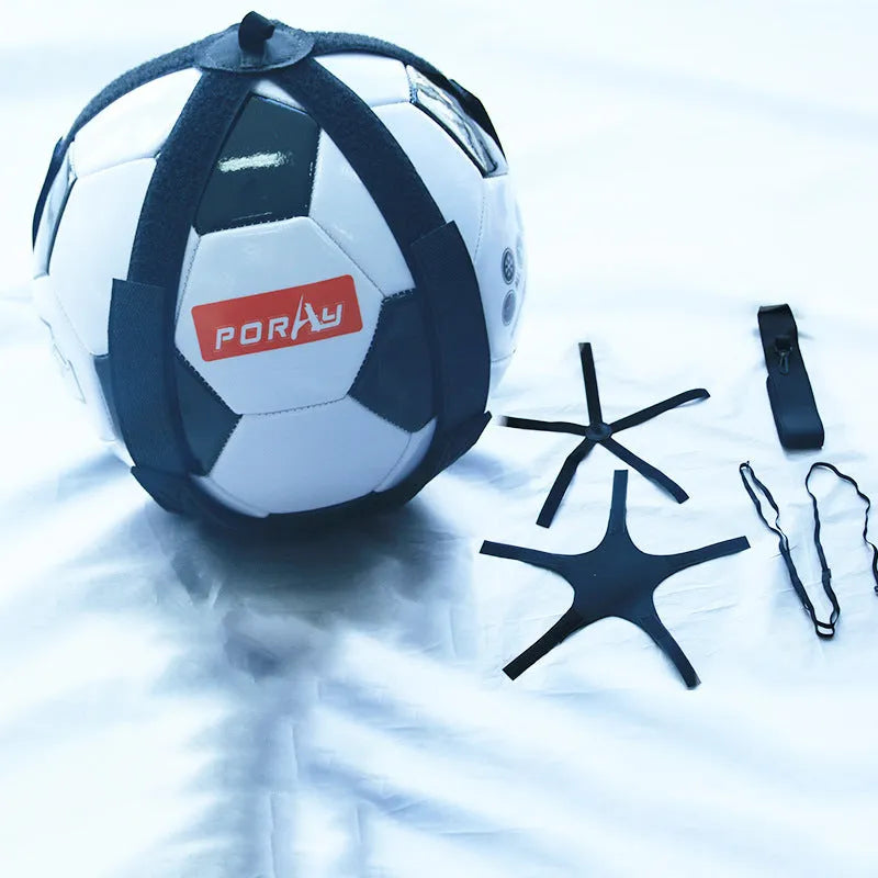 Black football juggling belt with 2-metre length made from diving suit fabric for training