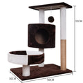 Lepet cat climbing frame with plush material and scratch board in white and brown colour