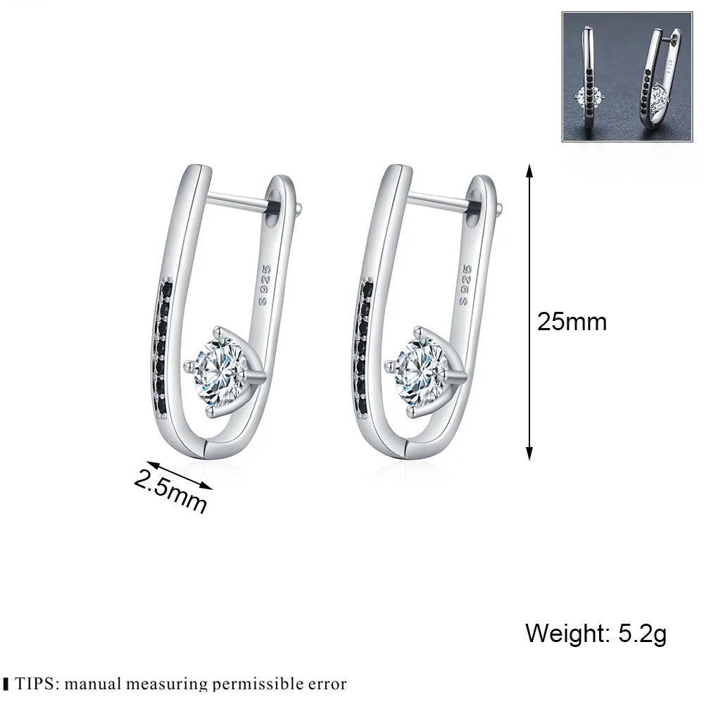 Black copper U-shaped ellipse earrings for women simple natural style design