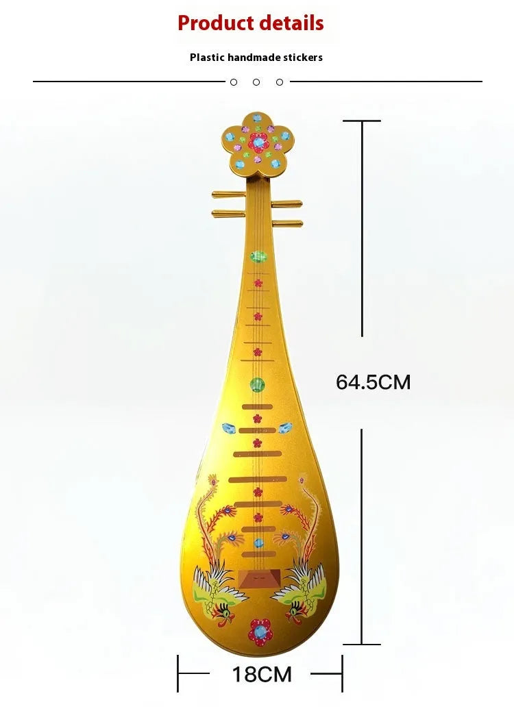 Golden double phoenix simulation pipa prop 64.5 cm plastic for dance performance