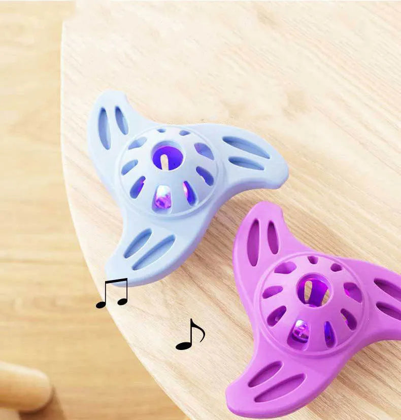 Blue durable dog chew toy shaped like a boomerang or molar for medium and large breed dogs.