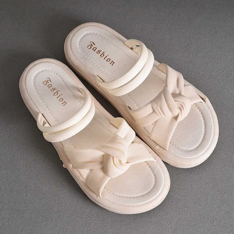 Women's black and white PVC two-way wear sandals with soft thick back and floral elements