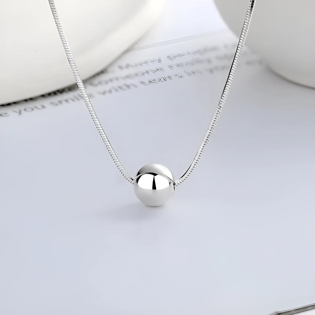 925 silver clavicle chain necklace with small round YFL376 colour pendant