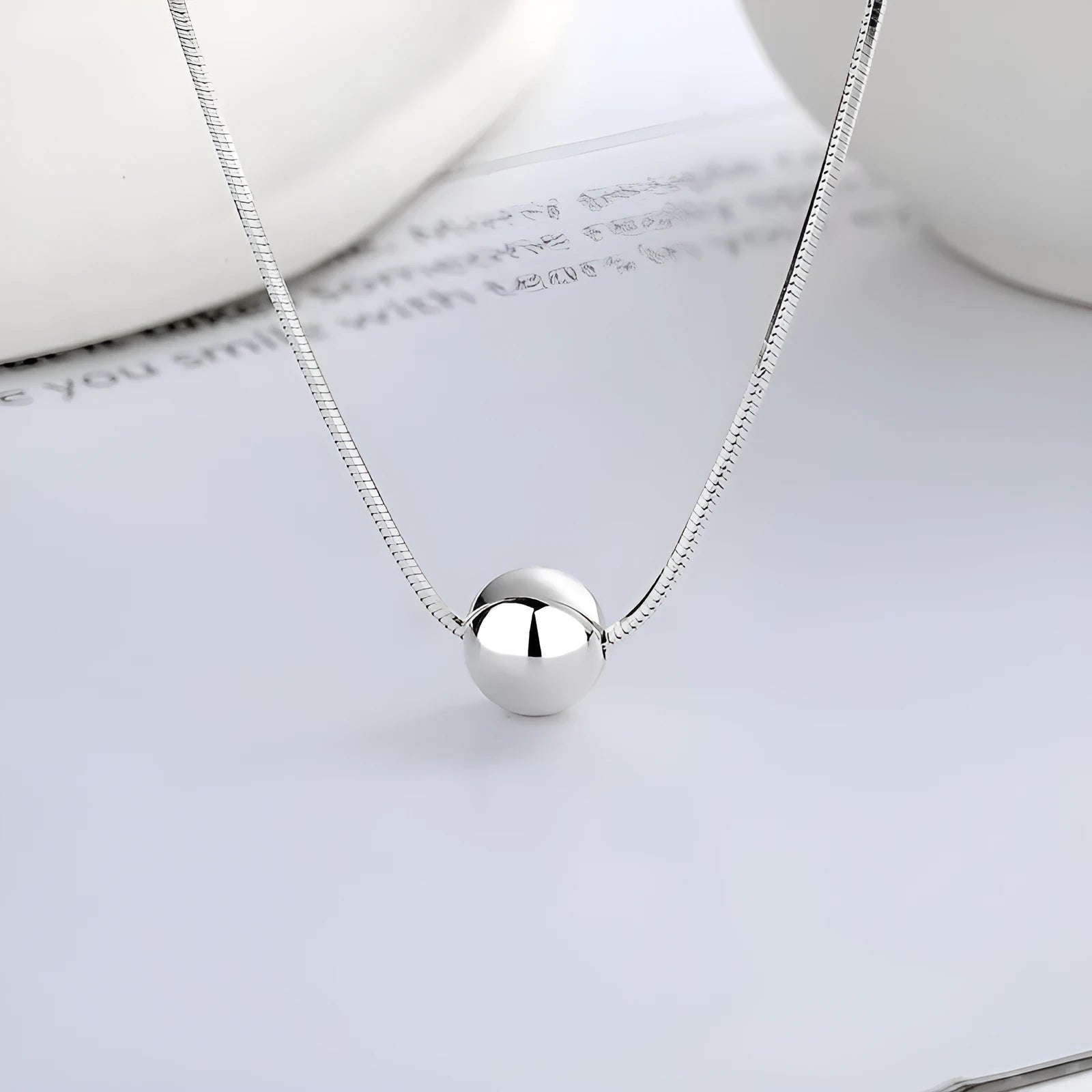 925 silver clavicle chain necklace with small round YFL376 colour pendant
