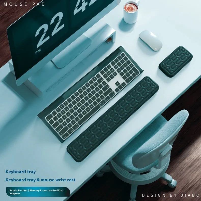 Double-sided keyboard and mouse pad with memory foam wrist support in assorted colours