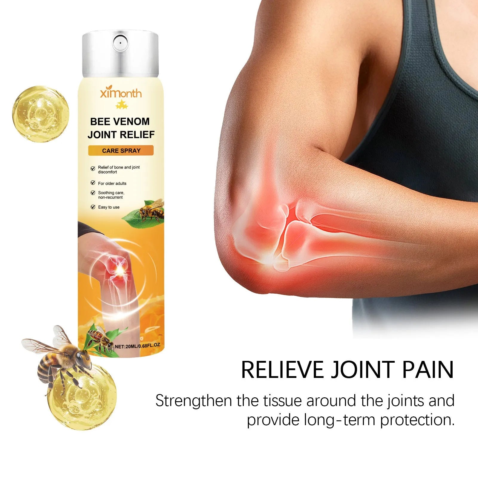20ml bottle of nourishing body care spray with menthol and bee venom