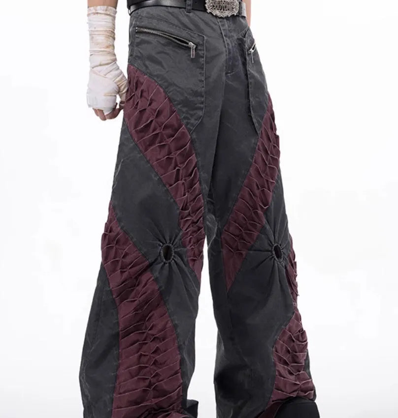 Retro keel casual sports trousers in viscose rayon fabric, showing straight hem design and solid colour option