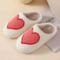 Women's plush cartoon love design slippers with non-slip PVC soles in multiple colour options