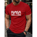 Men's slim-fit short sleeve cotton T-shirt on a hanger, shown in an apricot colour from a range of 13 options.