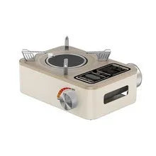 White portable infrared gas stove for outdoor cooking with windproof stainless steel construction