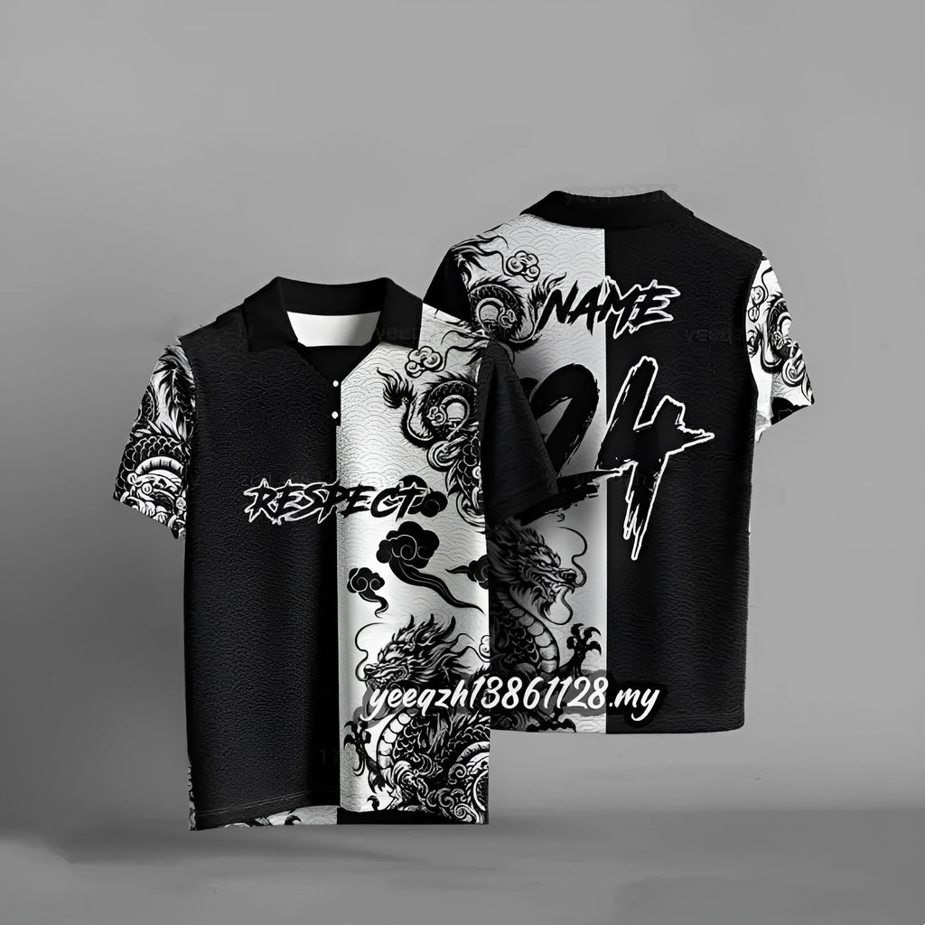 Black men's loose fit t-shirt with a 3D digital print on the front.