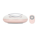 Smart electric hand massager with heat compress in pink and white on desk