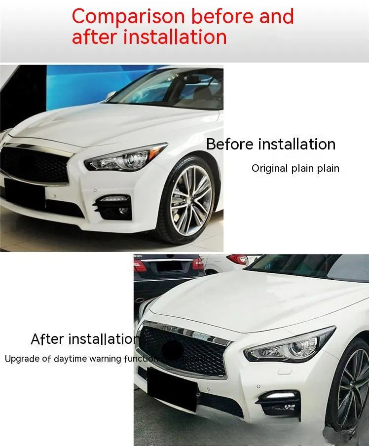 Infiniti Q50 Q70 front bumper LED daytime running lamp and turn signal unit made of black ABS plastic