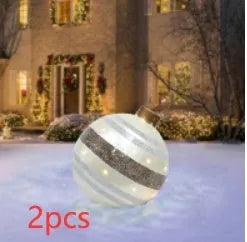 Large 60cm diameter inflatable PVC Christmas ball decoration for outdoor tree hanging