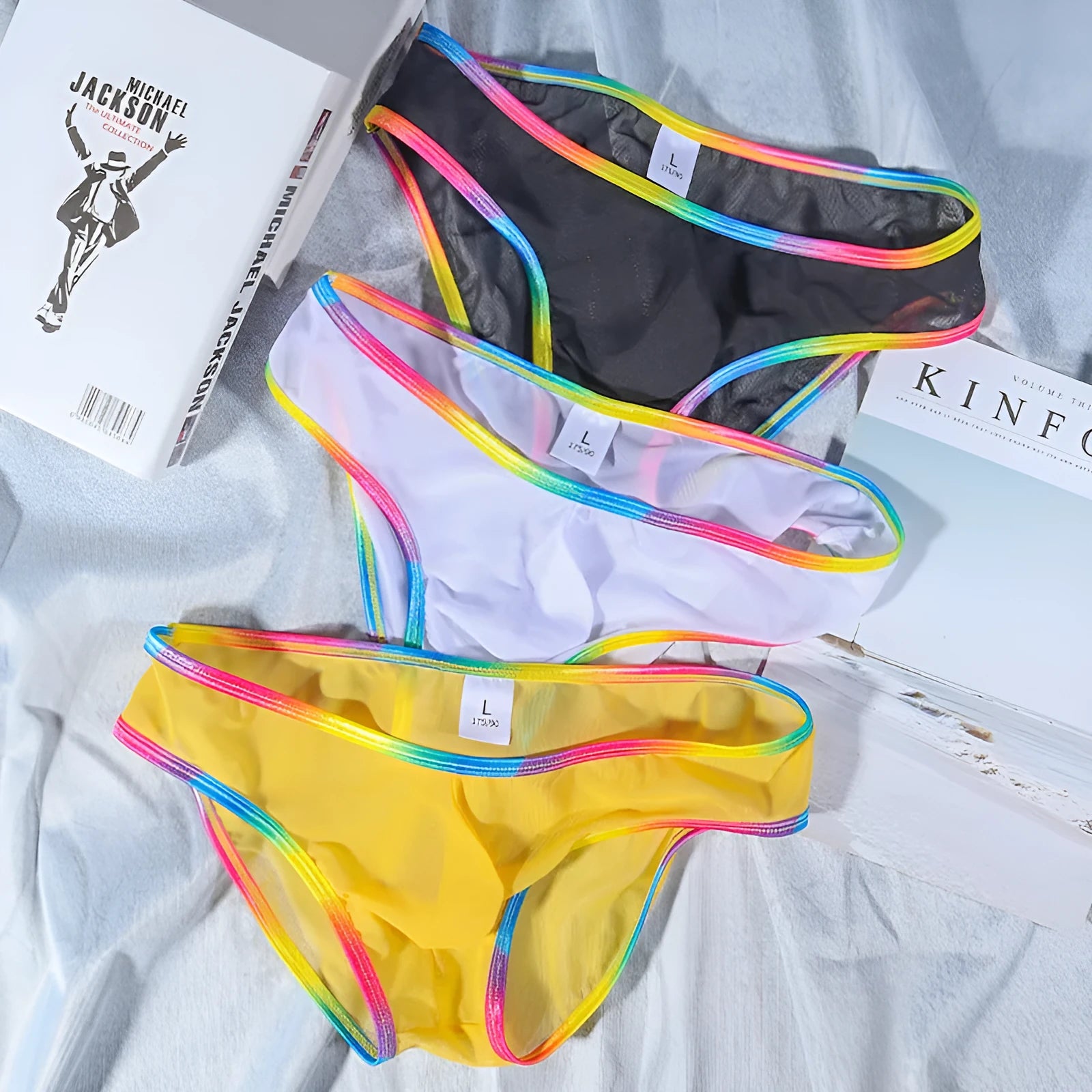 Women's mesh underwear in multiple colours showing breathable knitted fabric construction