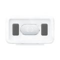 Waterproof phone holder mounted on bathroom tile with phone visible through anti-fog window