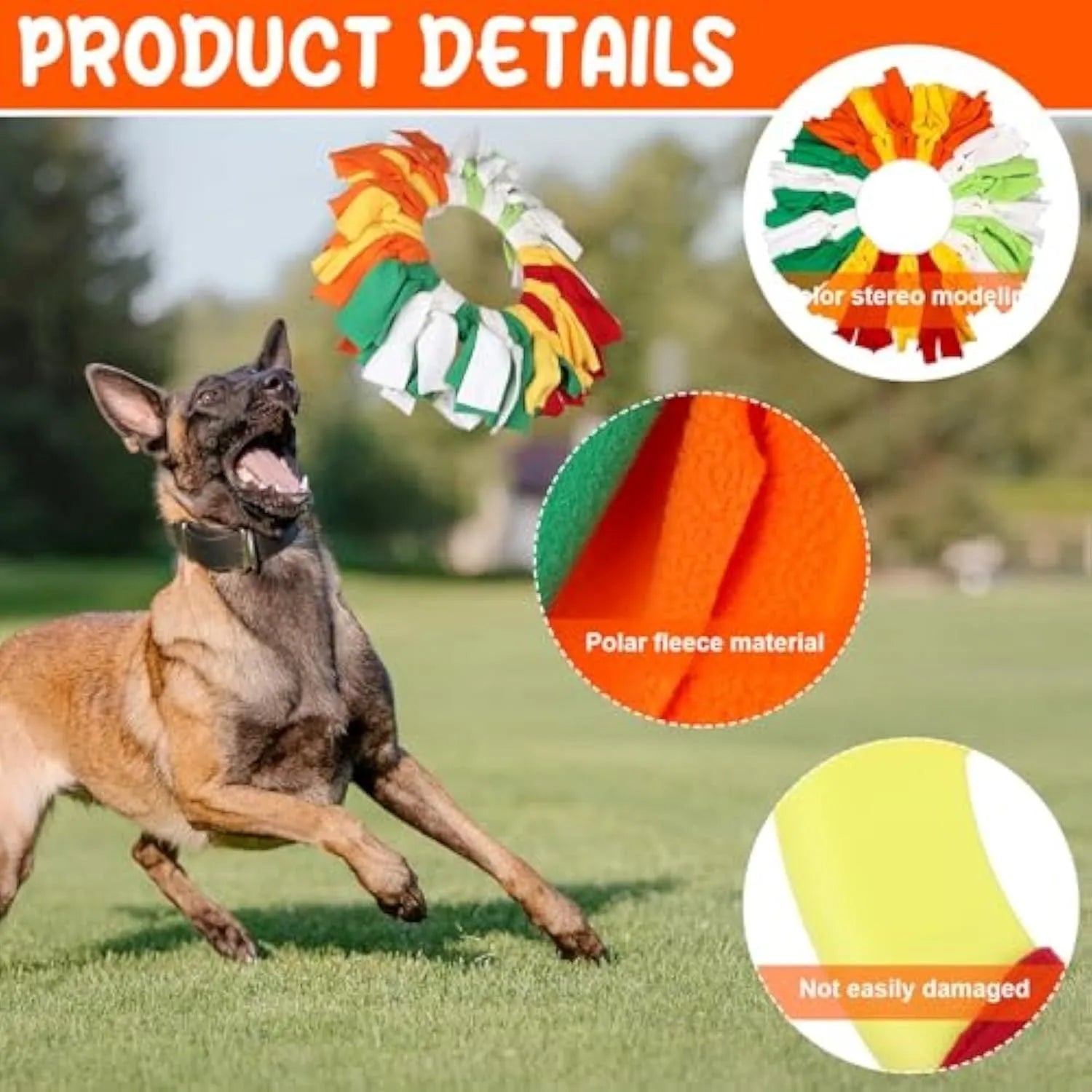 Rainbow polar fleece interactive sniffle dog flying disc with 40cm outer diameter and 16cm inner opening