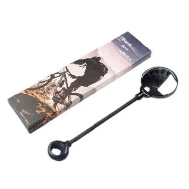 Black metal bicycle rearview mirror with hose adjustment clamp, shown as a two-pack.