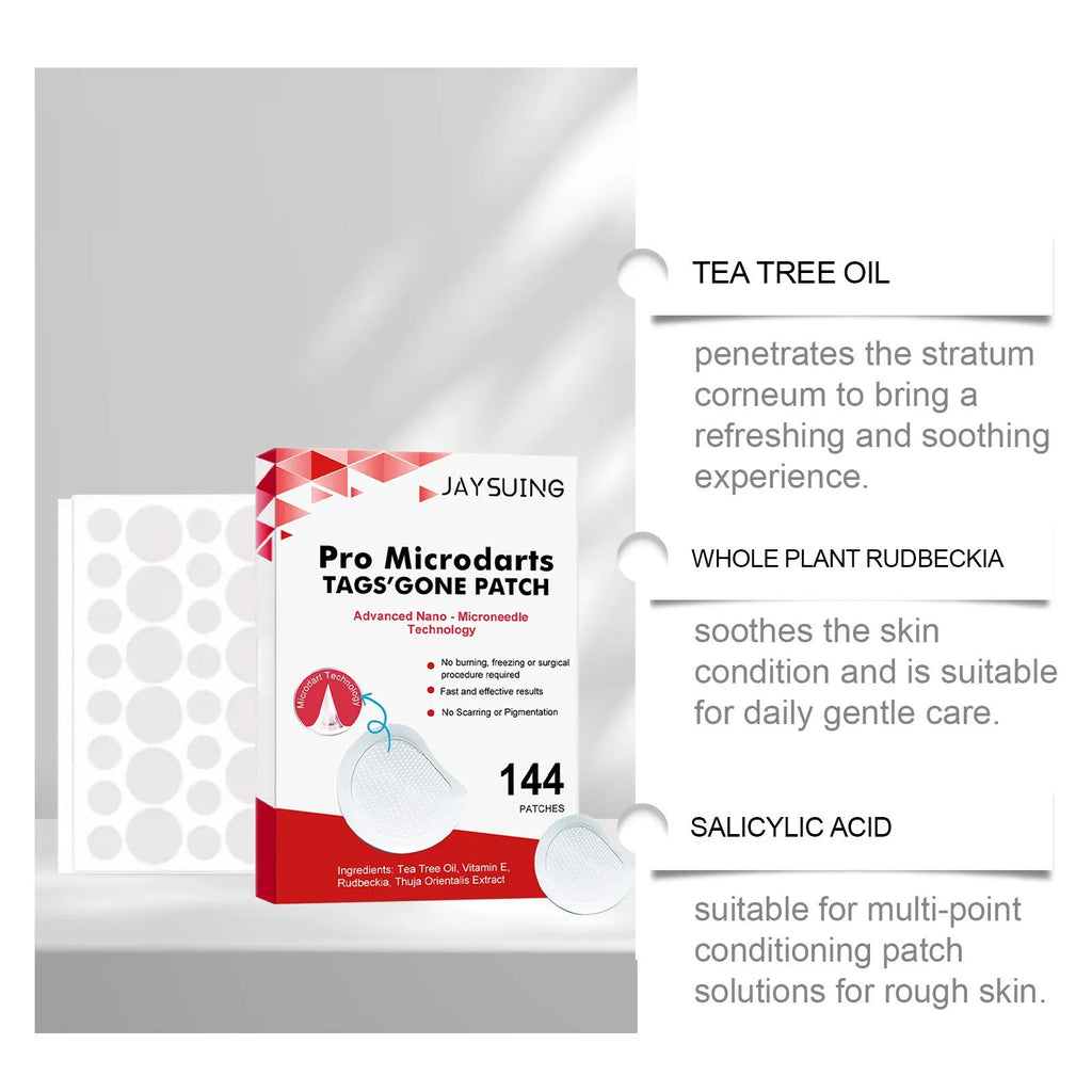 Micro needle wart removal care patch pack with tea tree oil and vitamin E ingredients