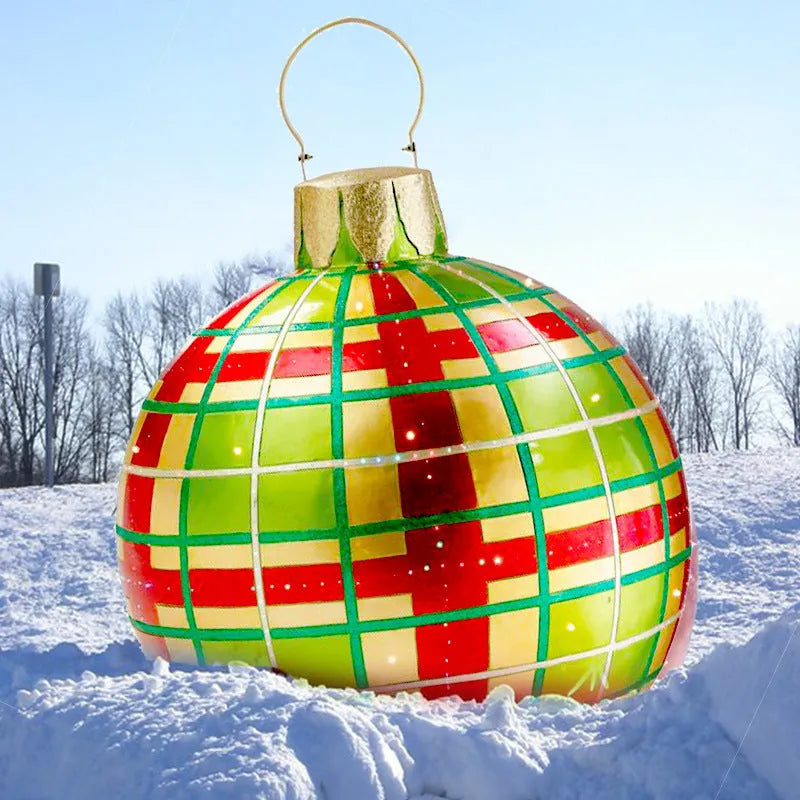 Large 60cm diameter inflatable PVC Christmas ball decoration for outdoor tree hanging