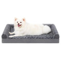 Grey U-shaped dog sofa with removable velvet cover and sponge filling in seven size options