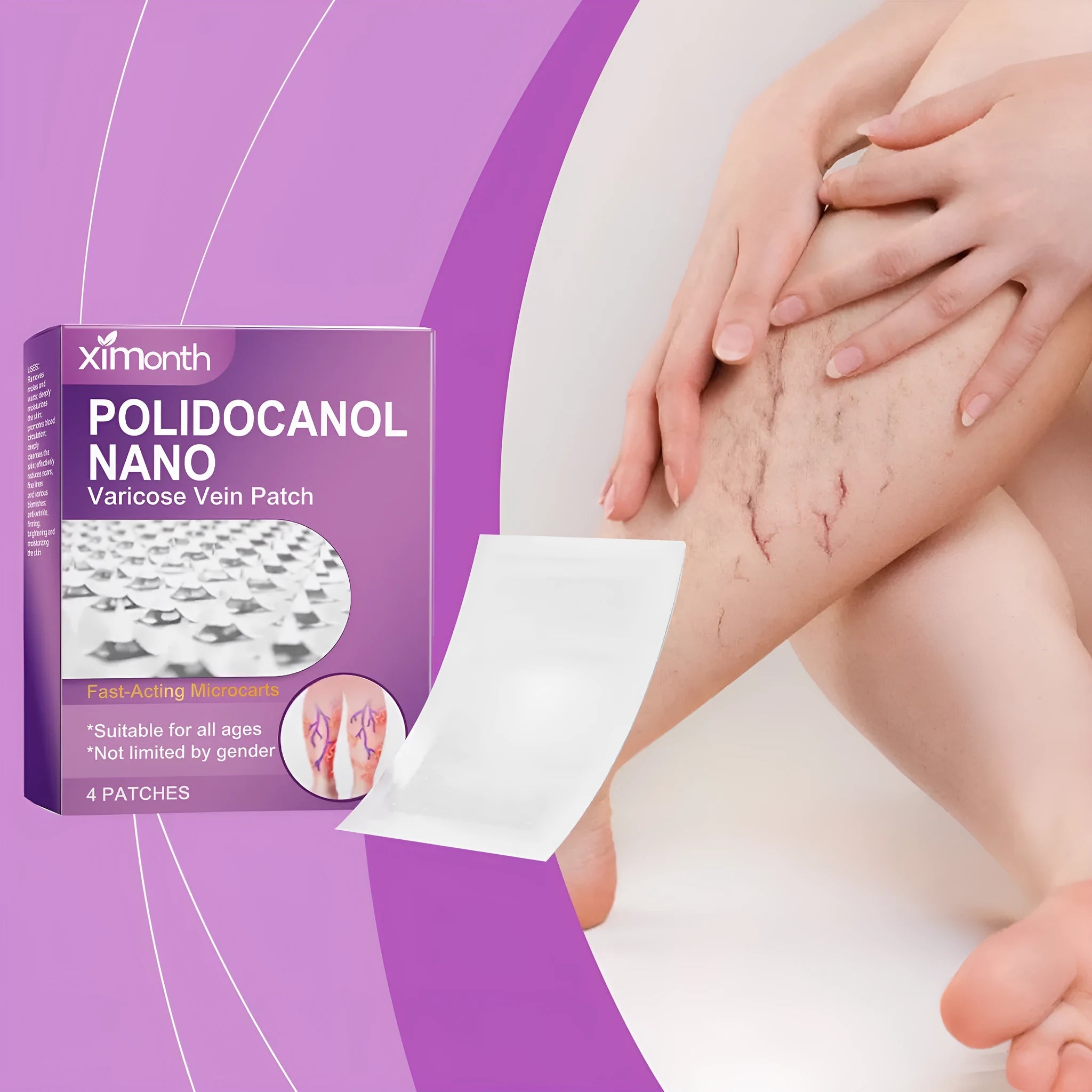 Pack of four legs nursing adhesive micro needle bandages with moxa and ginger formula.