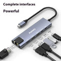Steam Deck six-in-one aluminium docking station with 15cm cable, showing HDMI, USB, and Ethernet ports.