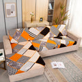 Printed non-slip polyester sofa seat cover with elastic edges in Happy Life Green colour on a single sofa