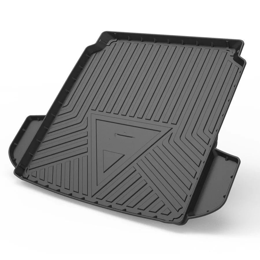 Black carbon fibre pattern TPE tailgate boot liner for a special model car.