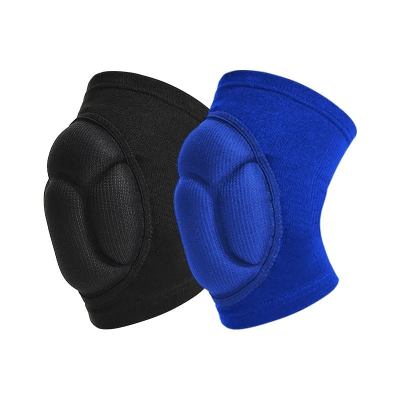 A pair of black thick sponge kneepads for volleyball, dance, hiking, and camping protection.