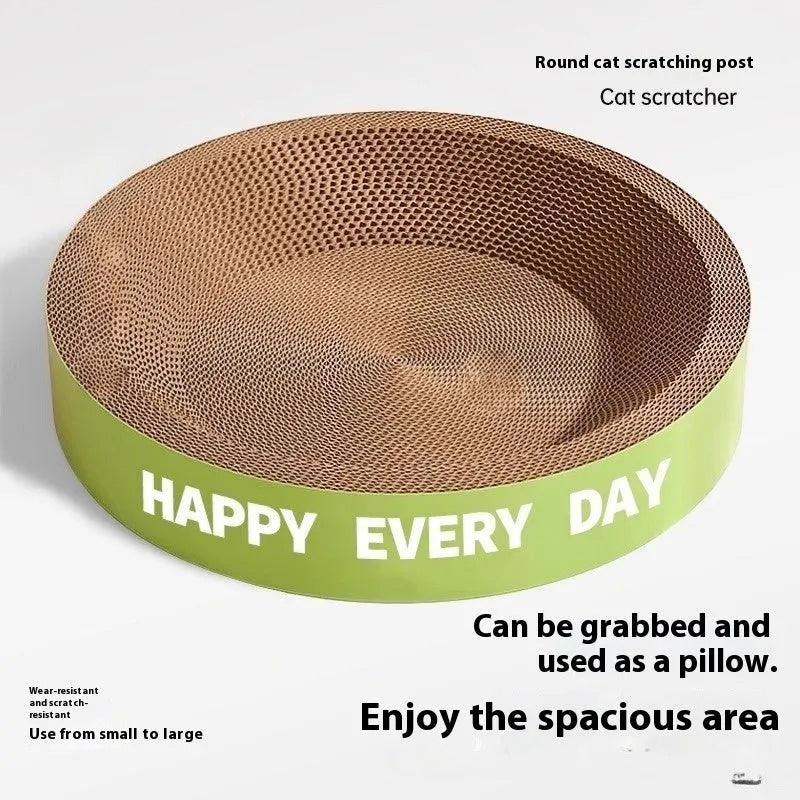Round green cat nest with sisal scratching surface, 50cm diameter