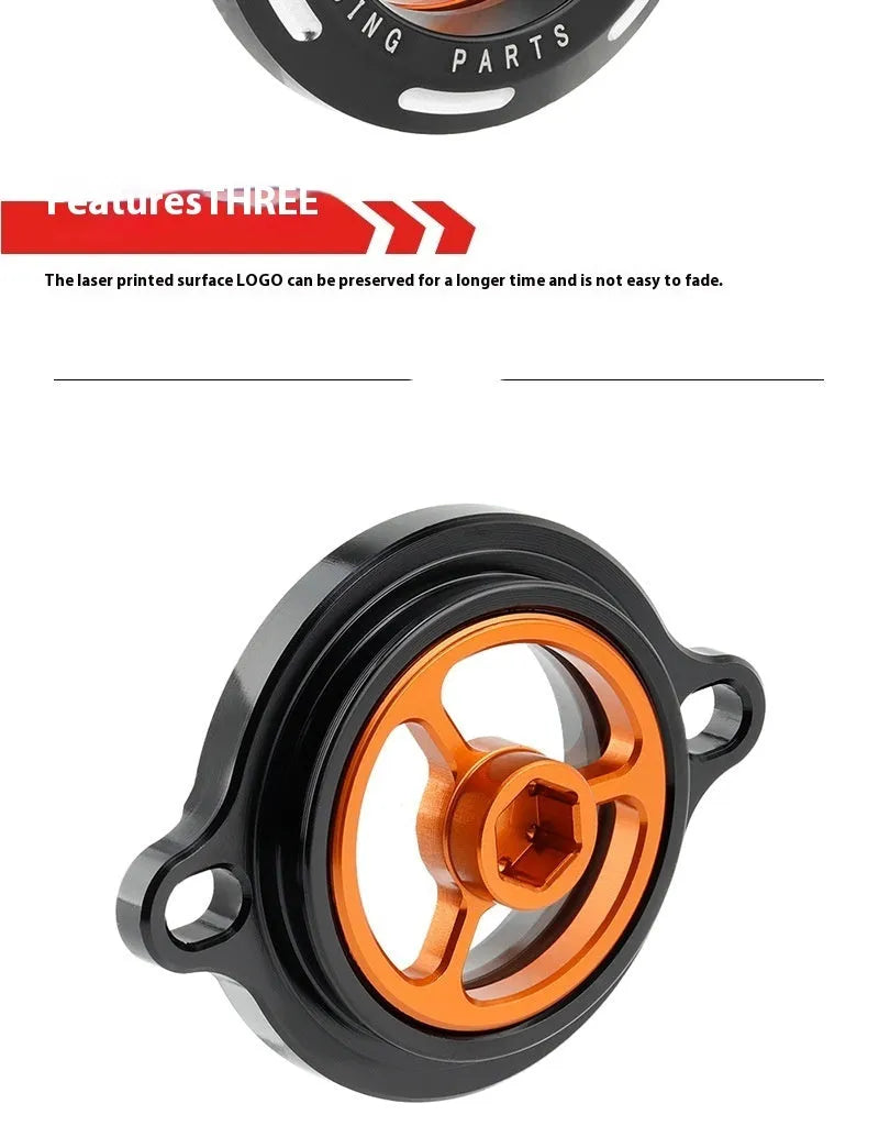 Clear aluminium oil filter cover for KTM Duke motorcycle engines