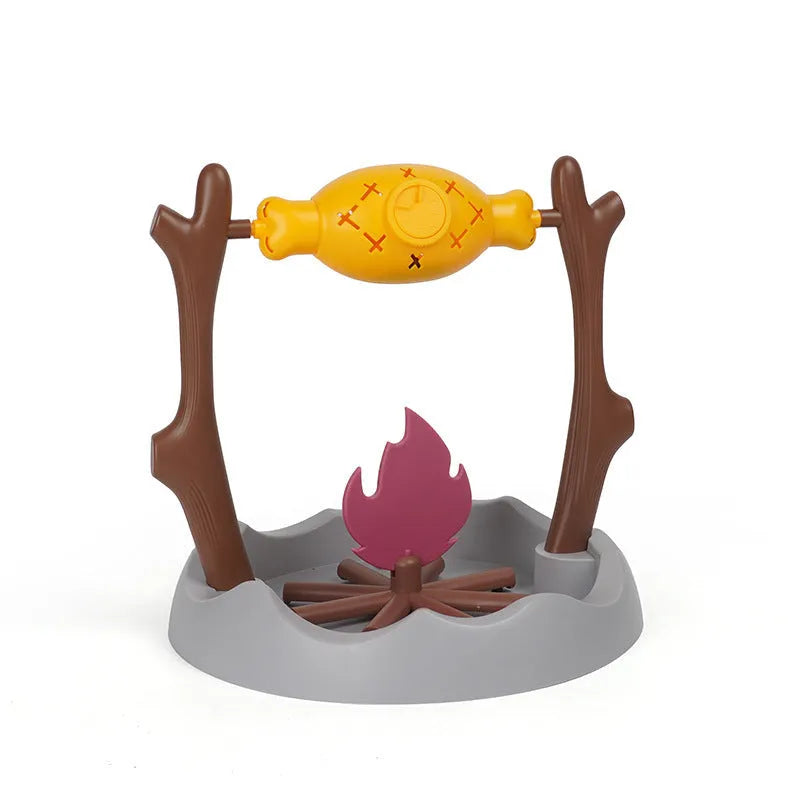 Barbecue style plastic tumbling cat food feeder toy on a white background.