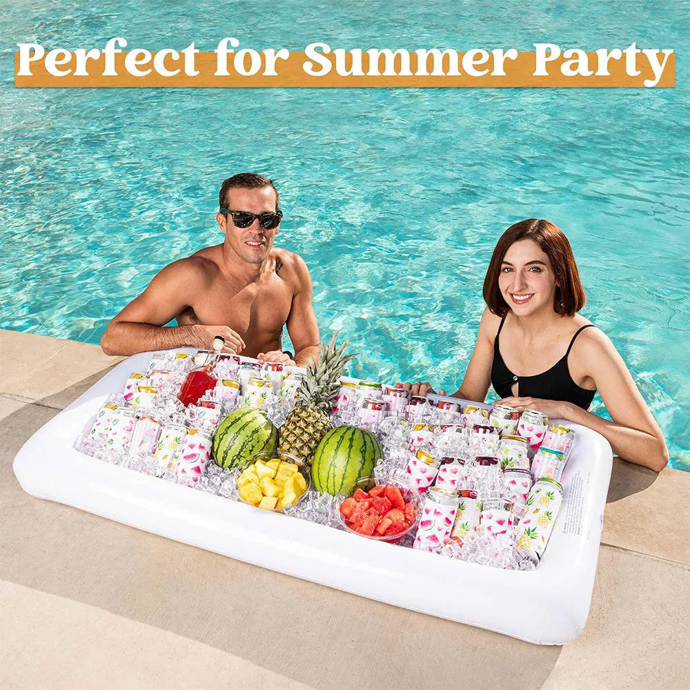 Inflatable ice bar for party gatherings with cup holders and ice bucket accessories