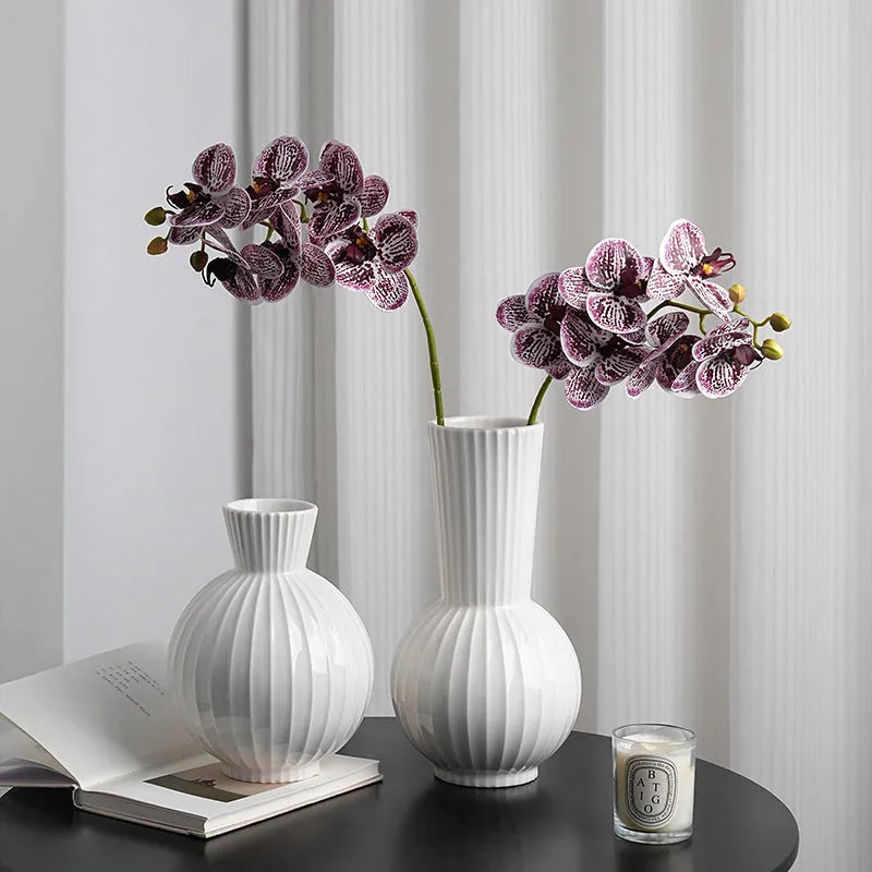 White striped ceramic ball vase American country style living room table decoration