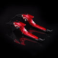 Pair of adjustable metal motorcycle clutch and horn handle levers in anodised finish