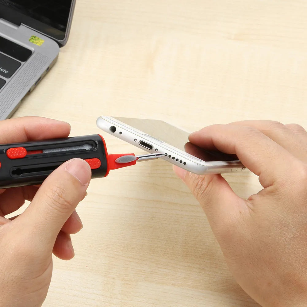 Multi-tool electronic cleaner pen with four cleaning heads for AirPods and Bluetooth earphones