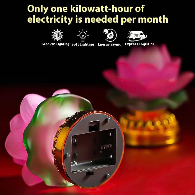 Chinese style yellow lotus lamp for Buddha front household shrine decoration