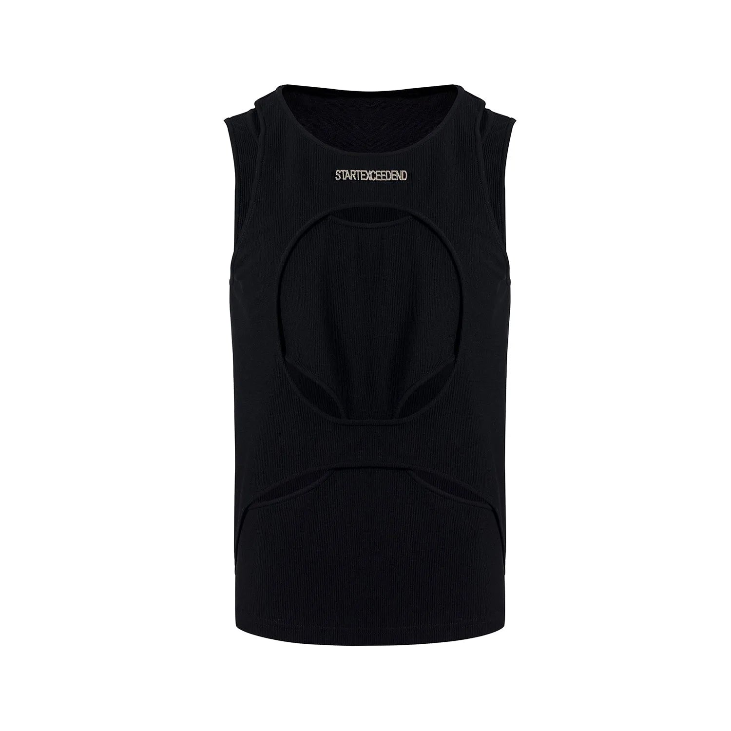 Men's sleeveless waistcoat in hollow knit cotton thread with round neck and loose fit