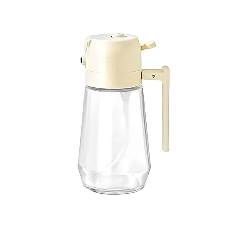 470ml glass olive oil sprayer dispenser bottle in beige, black, green, or yellow colours with ergonomic handle